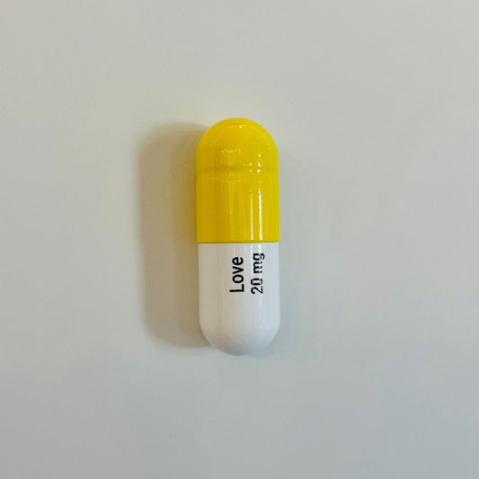 Ceramic Love Pill - Yellow and White