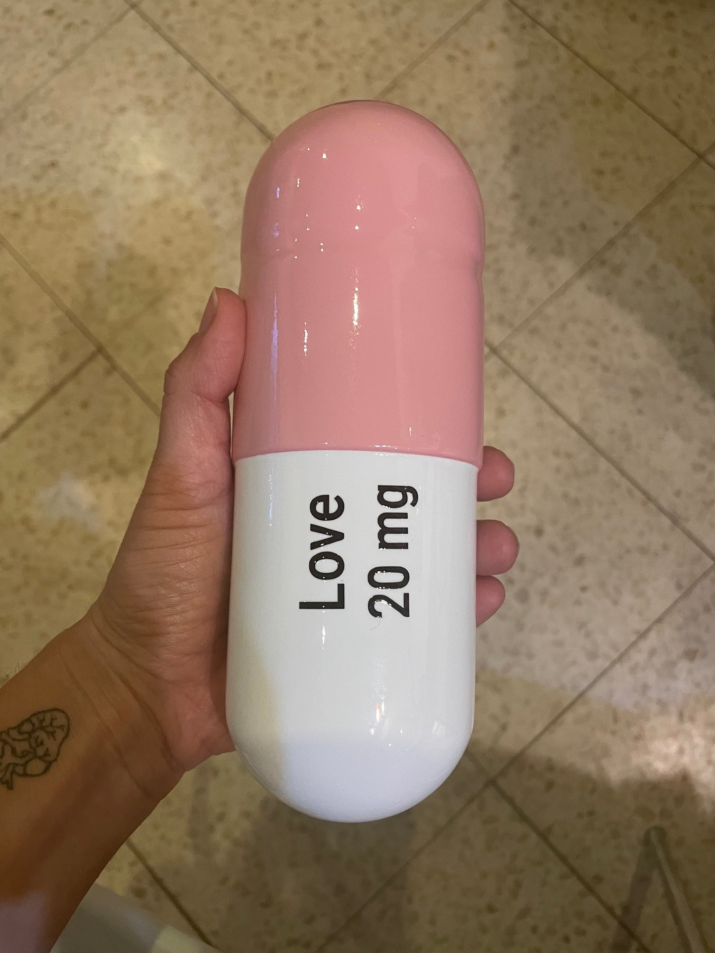 Ceramic Love Pill - Light Pink and White