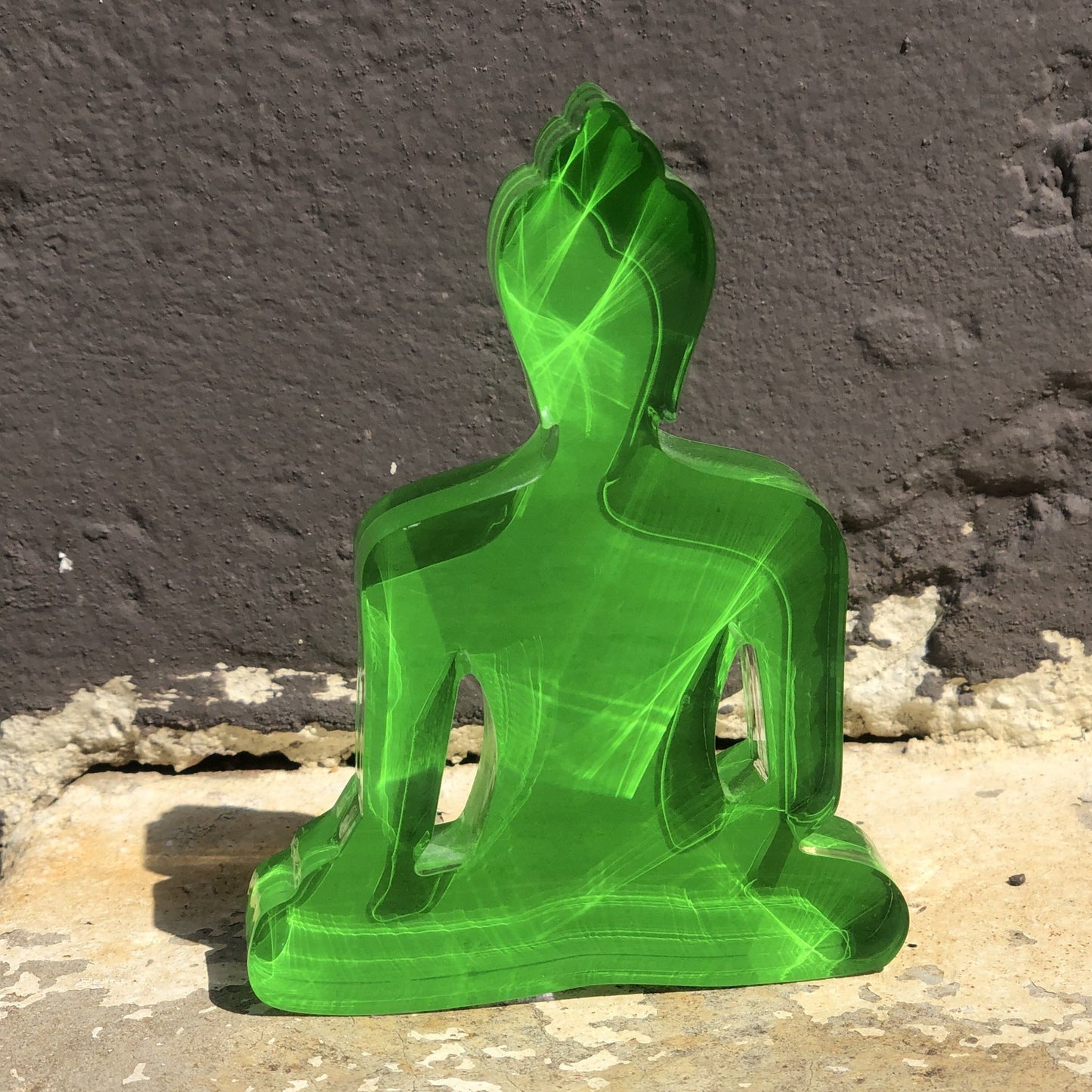Buddha statue set of 3 - Green, White and Turquoise