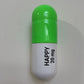 Ceramic Happy Pill - Fluorescent Green and White