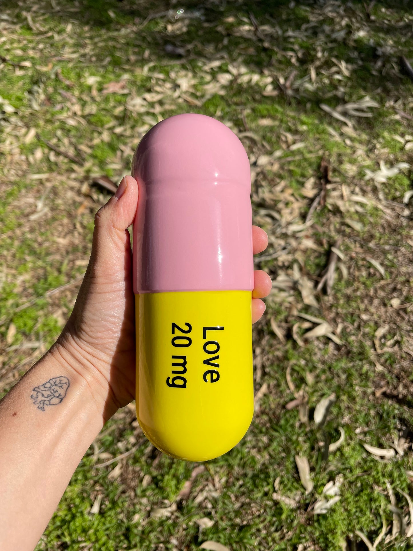 Ceramic Love Pill - Light Pink and Yellow