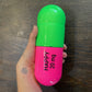 Ceramic Happy Pill - Fluorescent Green and Pink
