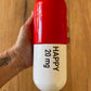 Ceramic Happy Pill - Red and White