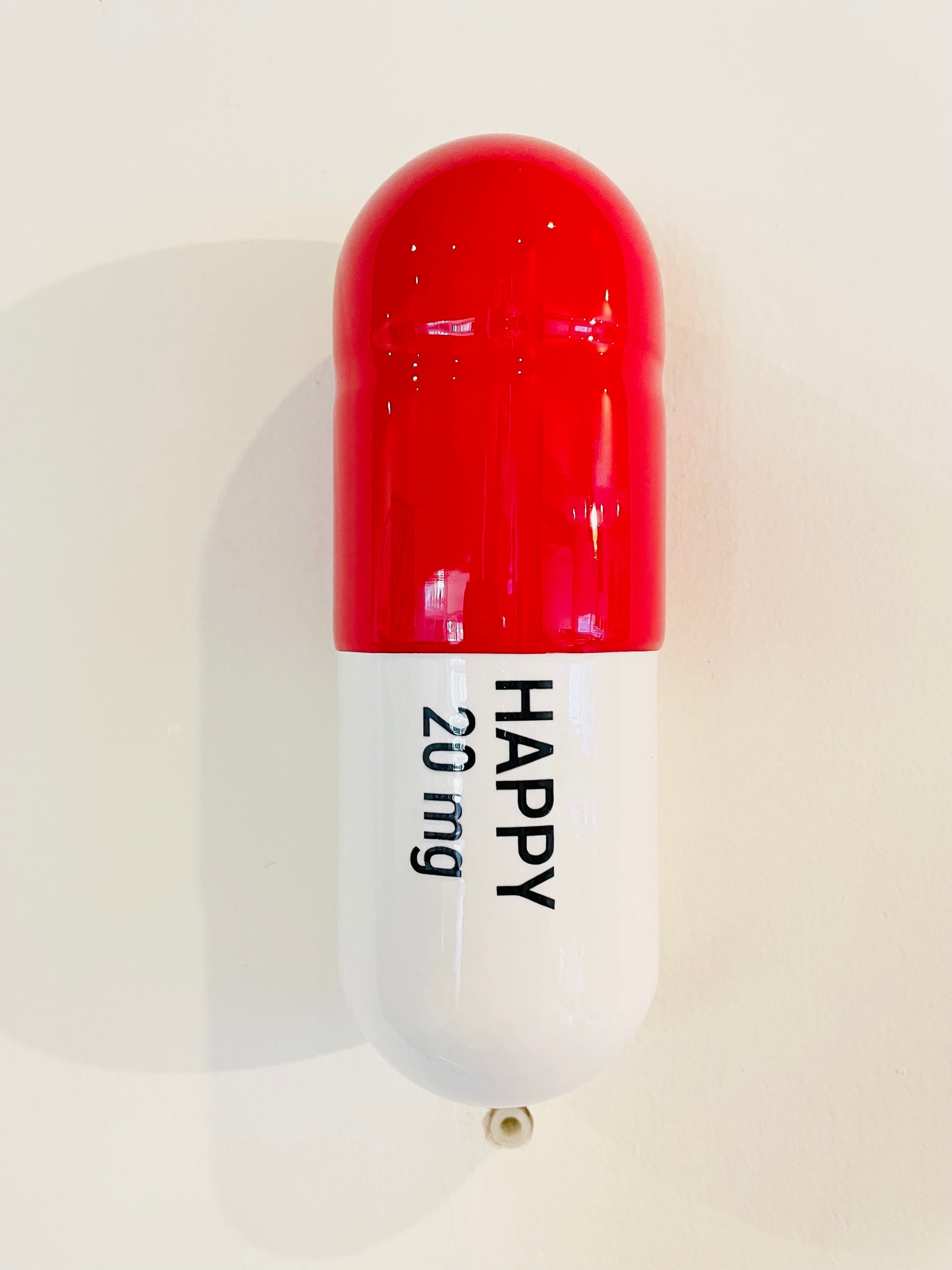 Ceramic Happy Pill - Red and White