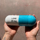 Ceramic Love Pill - Turquoise and White