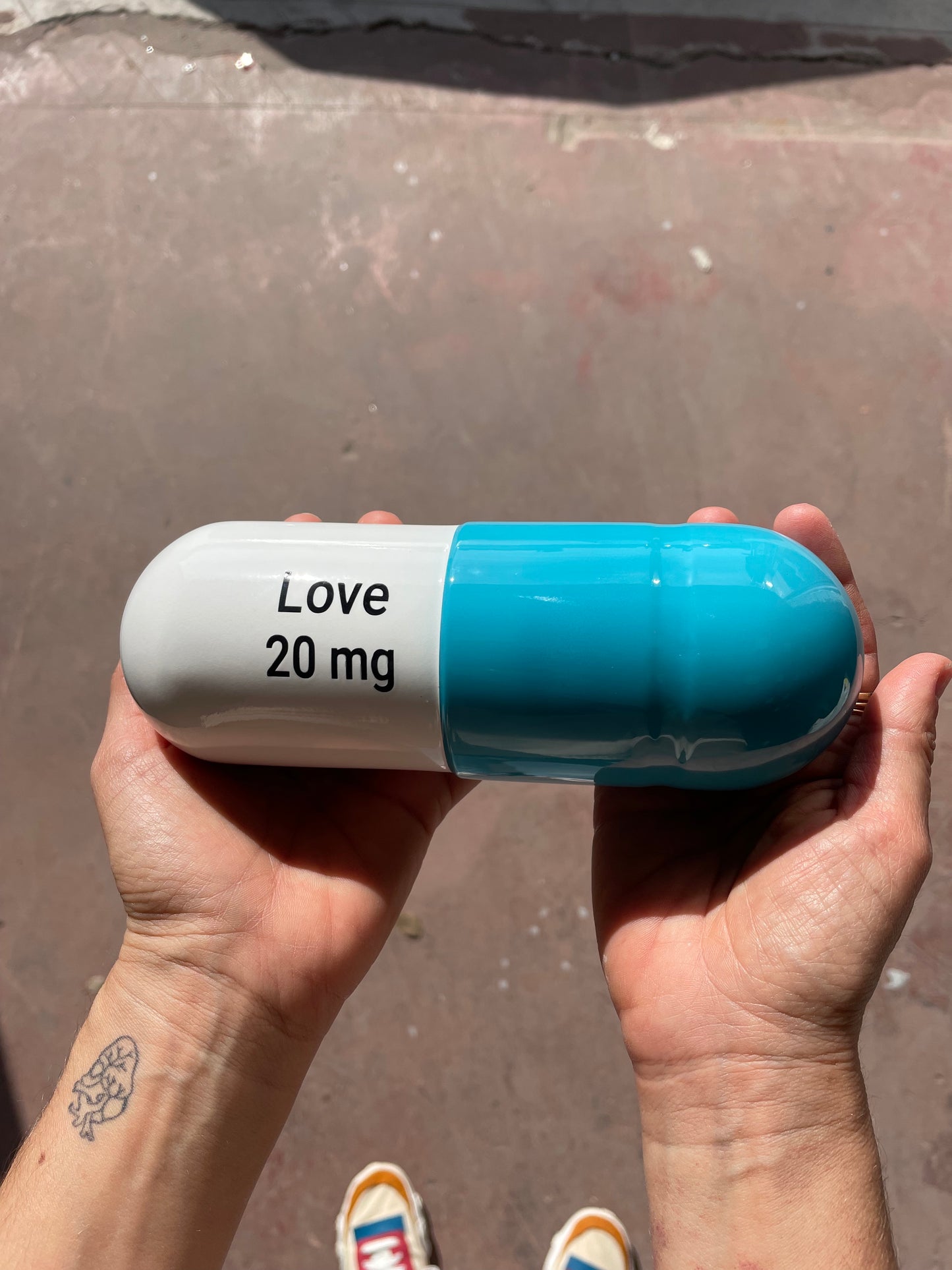 Ceramic Love Pill - Turquoise and White