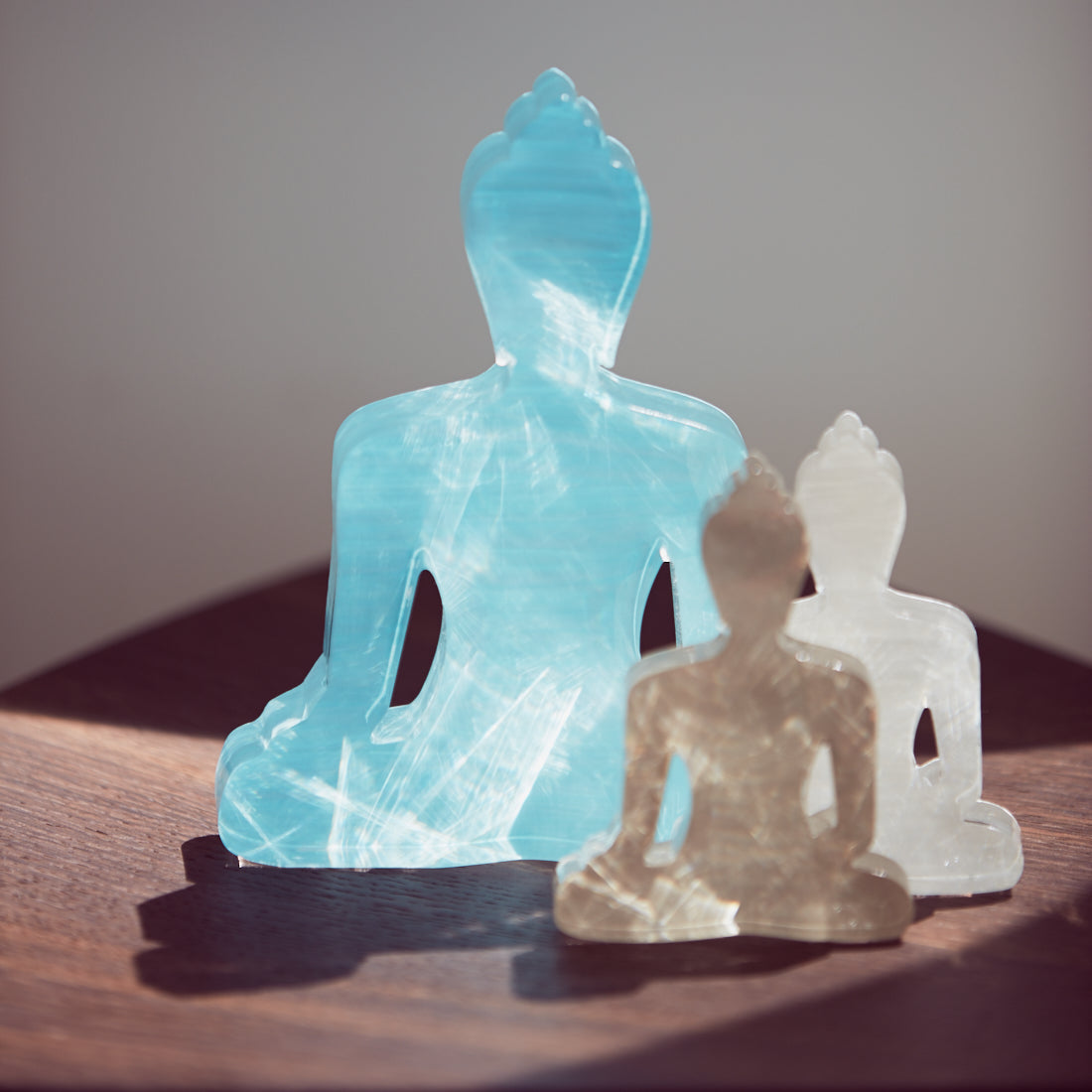 Mini Buddha statue - Contemporary Meditating Light Blue Buddha