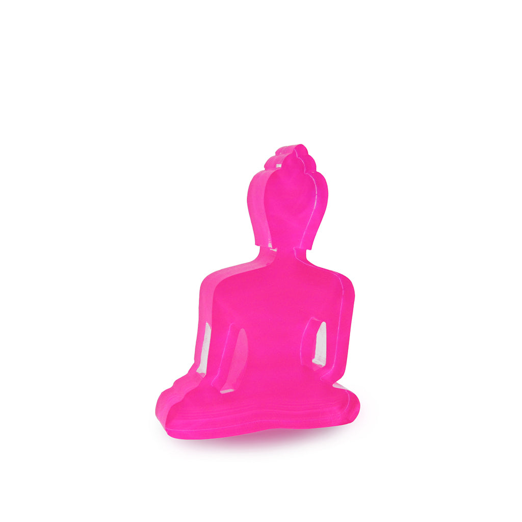 Mini Buddha statue - Contemporary Meditating pink neon Buddha