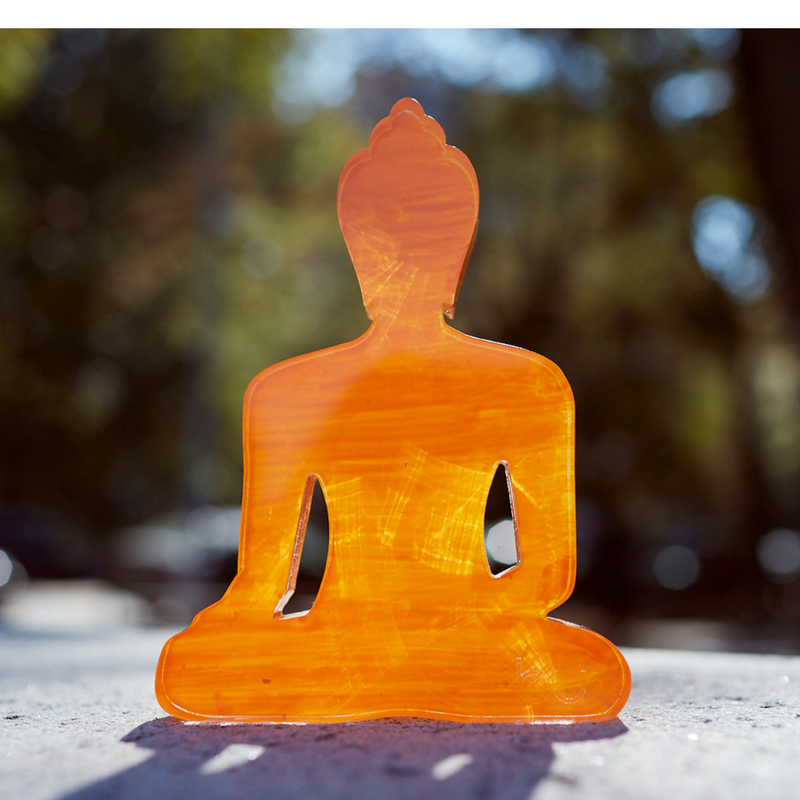 Mini Buddha statue - Contemporary Meditating Orange Buddha, inspiring creativity and freedom