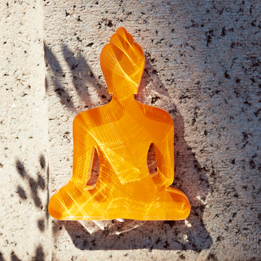 Mini Buddha statue - Contemporary Meditating Orange Buddha, inspiring creativity and freedom