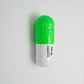 Ceramic Happy Pill - Fluorescent Green and White