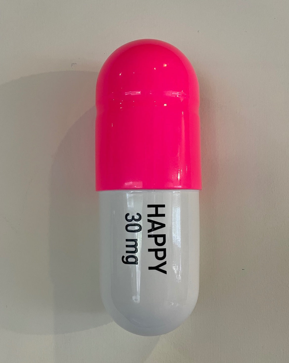 Ceramic Happy Pill 30 mg - Fluorescent pink and White