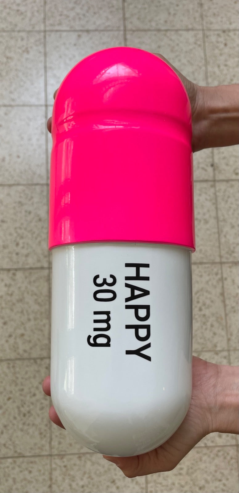 Ceramic Happy Pill 30 mg - Fluorescent pink and White