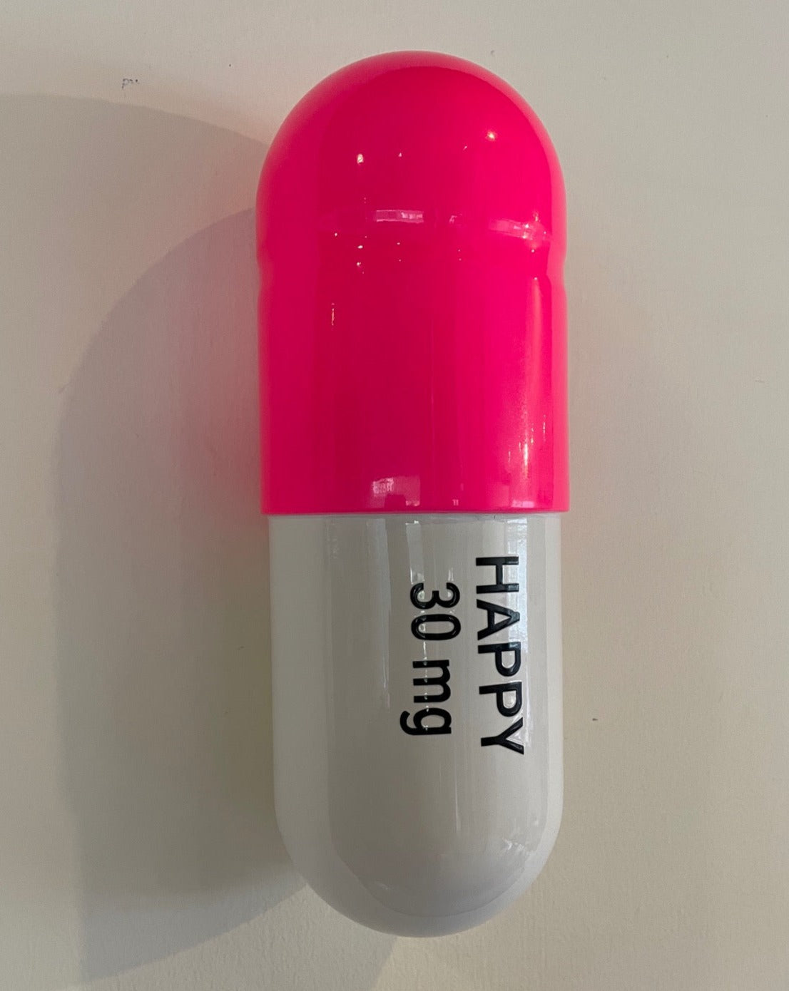 Ceramic Happy Pill 30 mg - Fluorescent pink and White