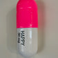 Ceramic Happy Pill 30 mg - Fluorescent pink and White