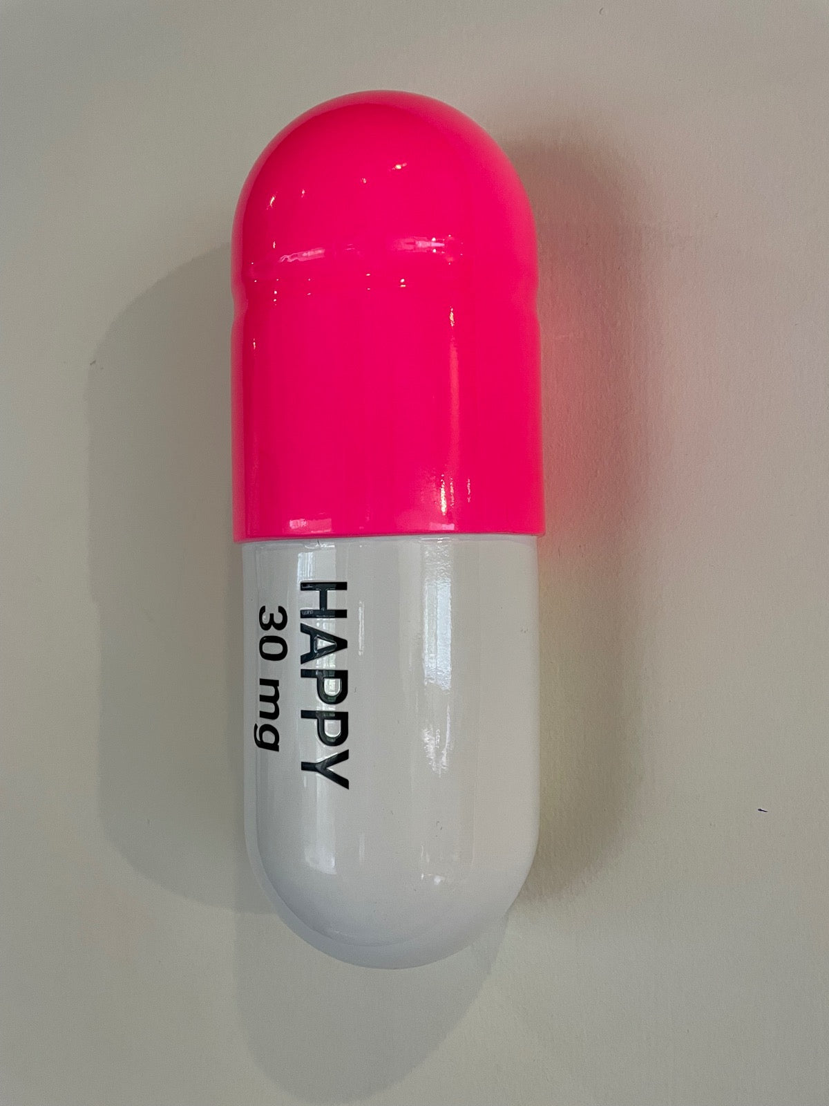 Ceramic Happy Pill 30 mg - Fluorescent pink and White