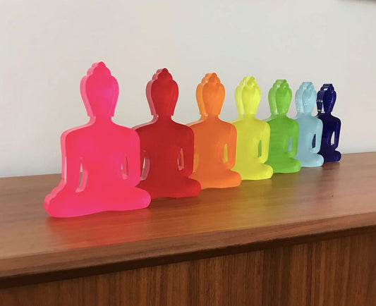 Rainbow Buddha - 7 Buddha statues, acrylic hand-painted Plexiglas