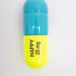 Ceramic Happy Pill - Turquoise and Fluorescent Yellow