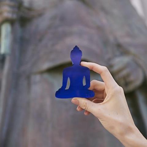 Mini Buddha statue - Contemporary Meditating Dark Blue Buddha